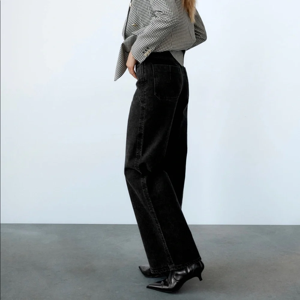 NWT Zara High rise wide leg jeans black size 24 & 28 - Picture 8 of 12